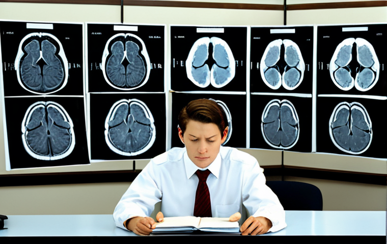 Memory Distortion**
A well-dressed researcher in a professional office setting, studying brain scans depicting distorted memories. Focus on the concept of reconstructed memories, with file folders labeled "Childhood Events" and "Witness Testimony." safe for work, appropriate content, fully clothed, modest clothing, professional environment, perfect anatomy, correct proportions, natural pose, high quality.
**