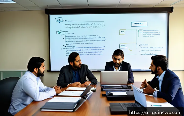 인지 편향과 집단적 편향의 관계 - A detailed and thoughtful office meeting scene showing a diverse group of South Asian professionals ...